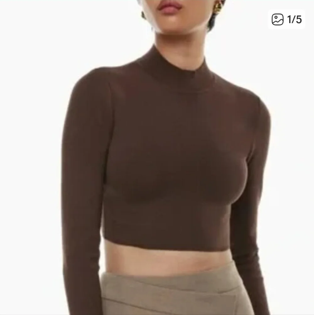 Aritzia Babaton Sculpt Knit Level Turtleneck in Rich Mocha Brown - Size XXS - Picture 2 of 5